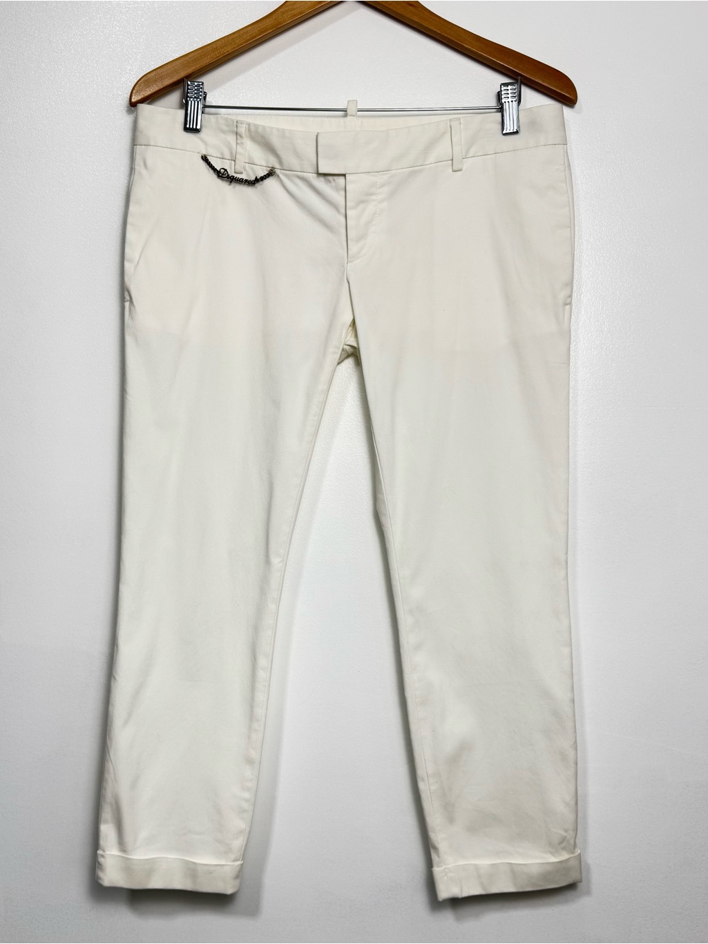 Dsquared2 White Capri Pants Crop Trousers Made In Italy It 42 (Us 6/Small)